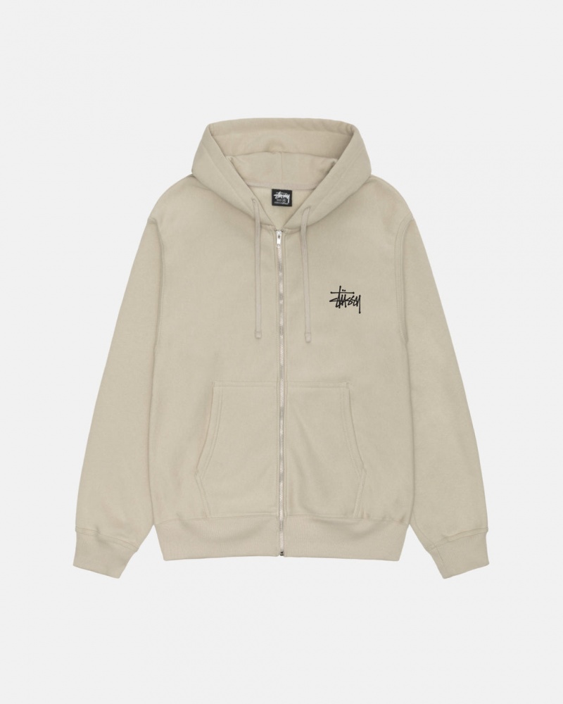 Stussy Basic Stussy Zip Hoodie - Unisex Hoodies Khaki | BNLSD67200