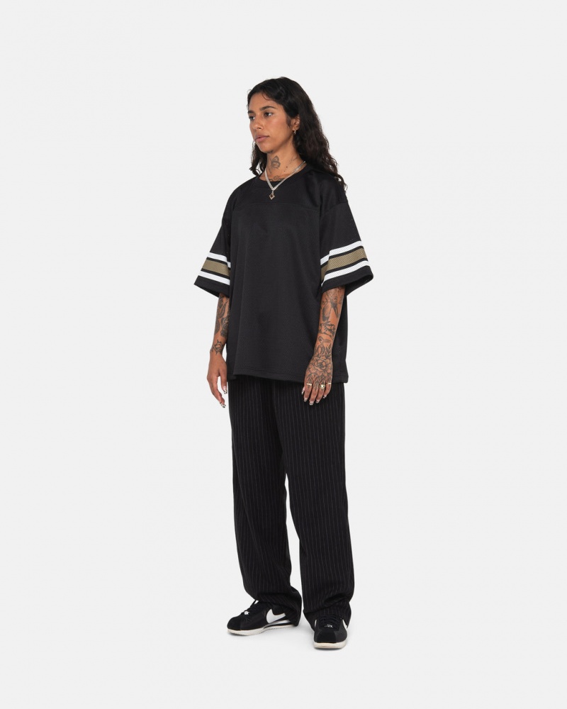 Stussy Beach Pant Wol Stripe - Unisex Pants Zwart | NLEAH87342