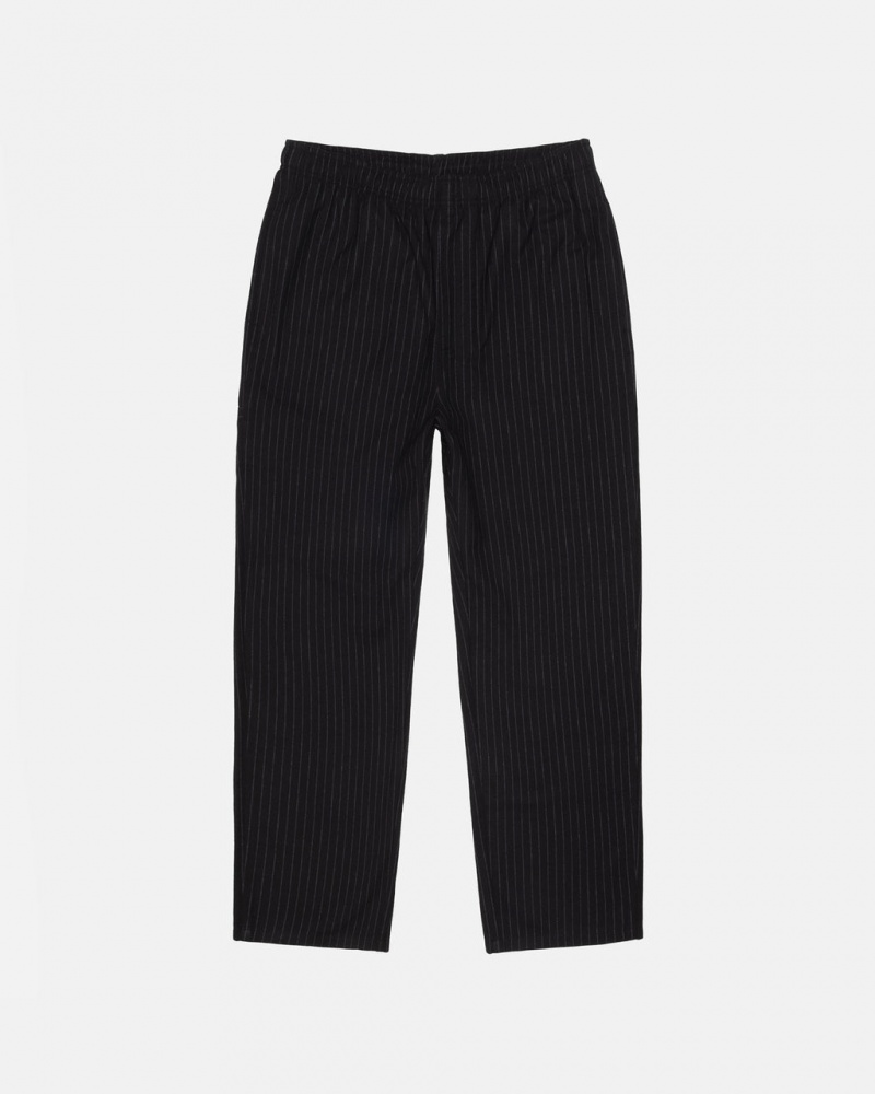 Stussy Beach Pant Wol Stripe - Unisex Pants Zwart | NLEAH87342