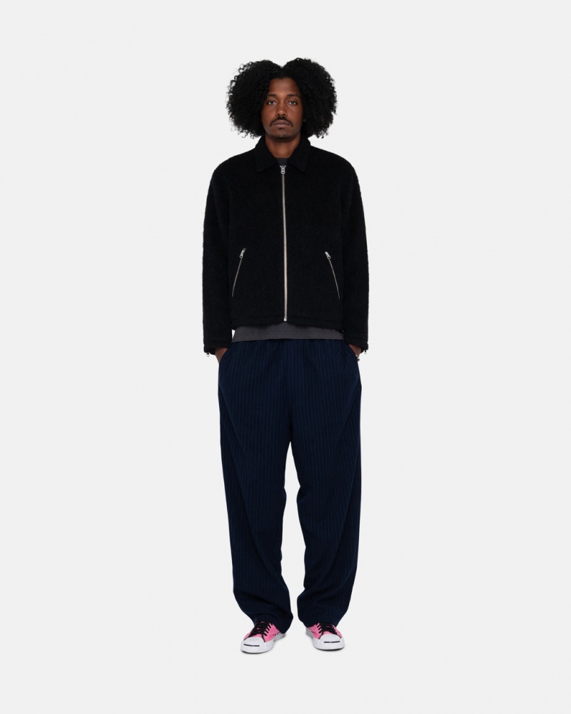 Stussy Beach Pant Wol Stripe - Unisex Pants Donkerblauw | NLJZR48081