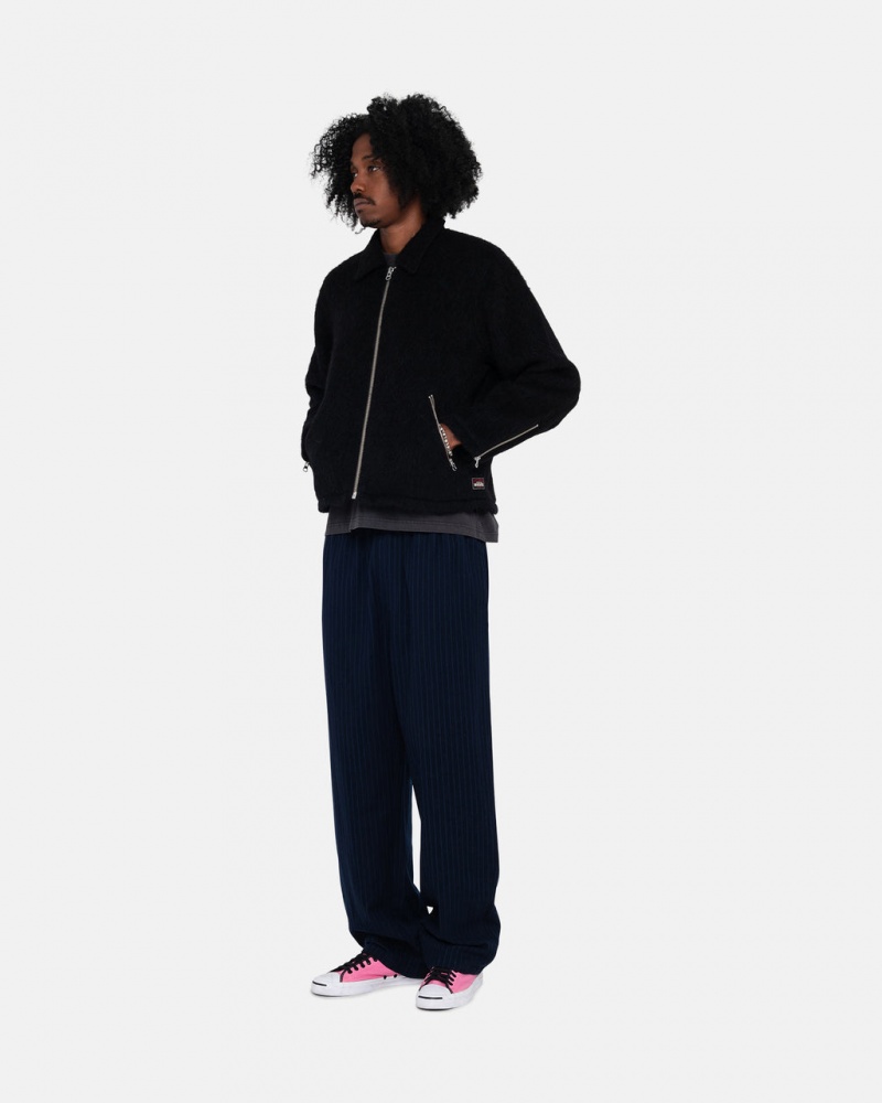 Stussy Beach Pant Wol Stripe - Unisex Pants Donkerblauw | NLJZR48081