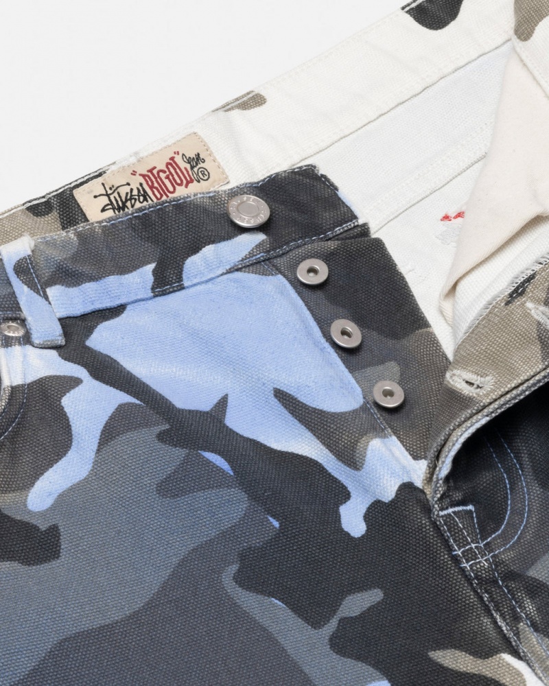 Stussy Big Ol& Jean Spray Dye Canvas - Unisex Denim Blauw Camo | XNLBH95885