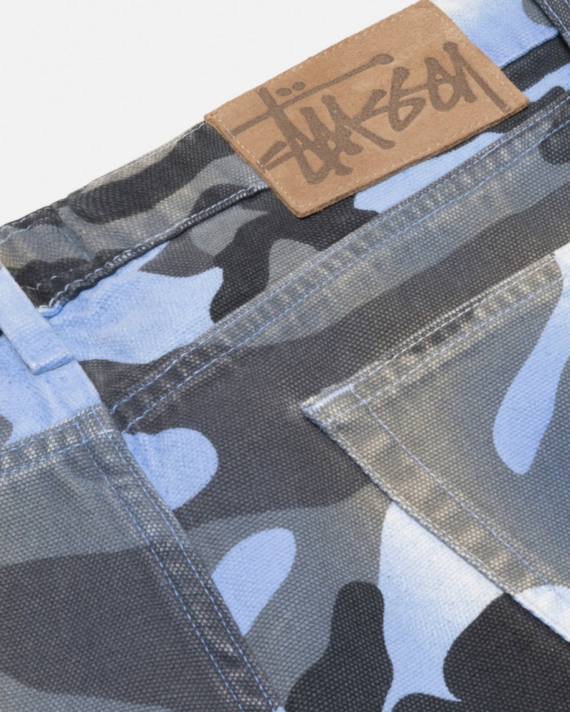 Stussy Big Ol& Jean Spray Dye Canvas - Unisex Denim Blauw Camo | XNLBH95885