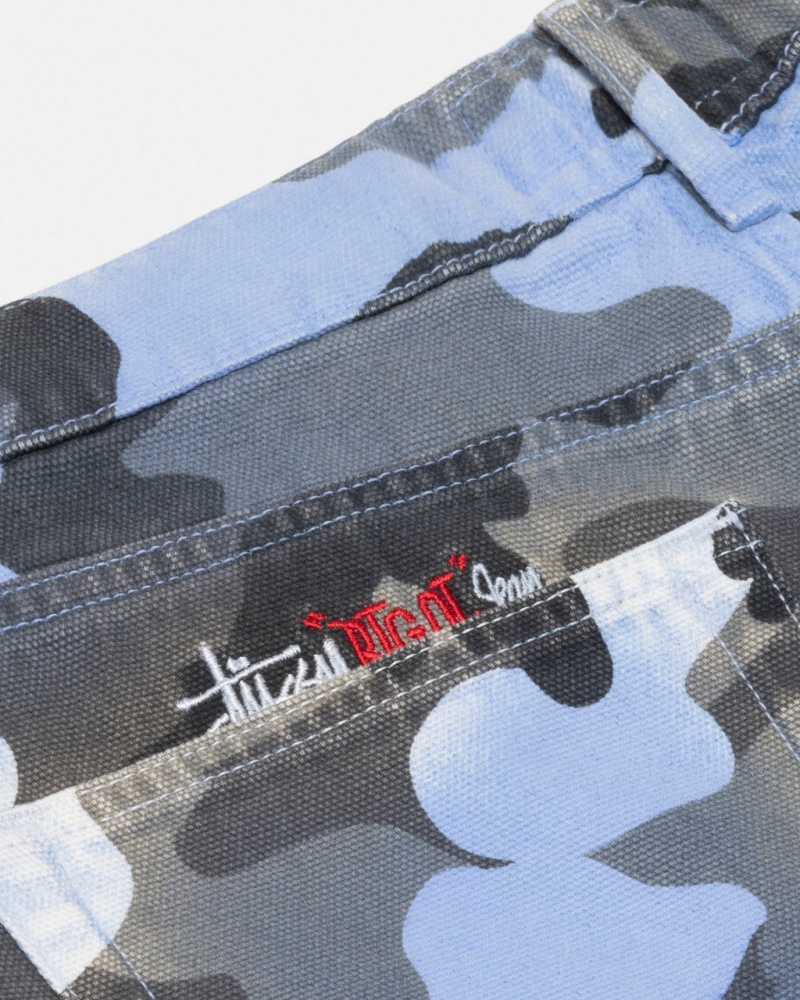 Stussy Big Ol& Jean Spray Dye Canvas - Unisex Denim Blauw Camo | XNLBH95885