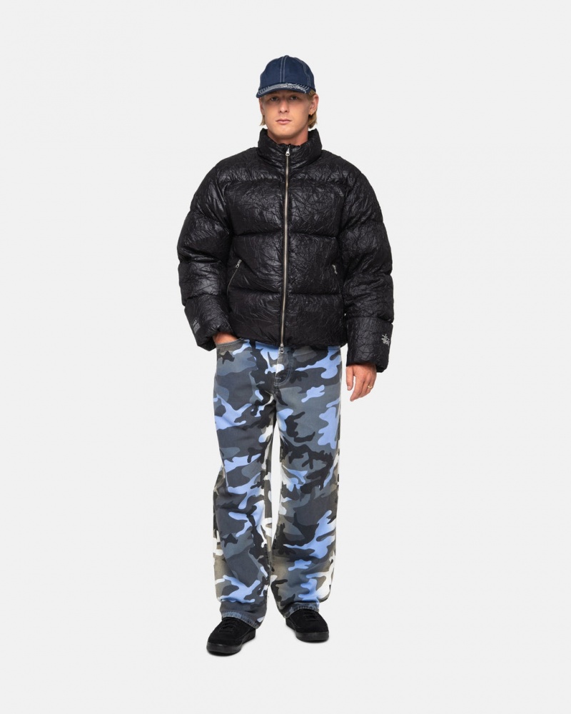 Stussy Big Ol& Jean Spray Dye Canvas - Unisex Denim Blauw Camo | XNLBH95885