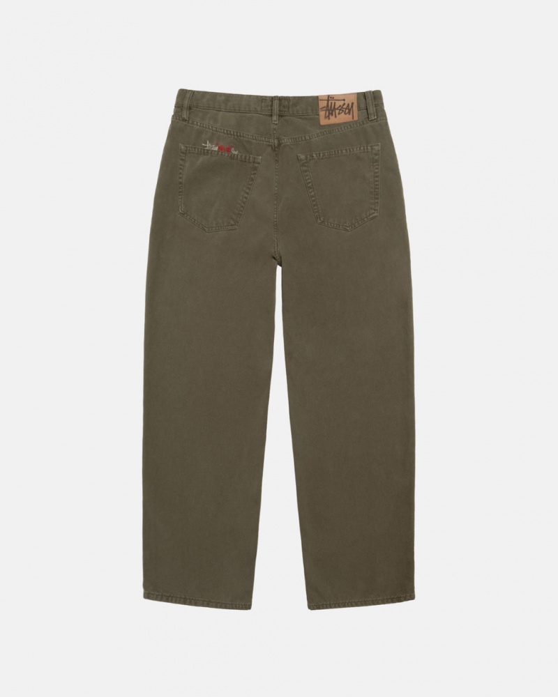 Stussy Big Ol& Jean Washed Canvas - Unisex Pants Olijfgroen | NLXBR83372