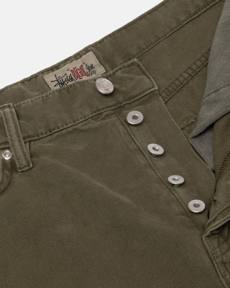 Stussy Big Ol& Jean Washed Canvas - Unisex Pants Olijfgroen | NLXBR83372