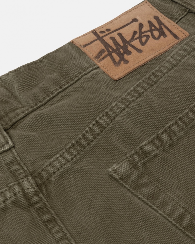 Stussy Big Ol& Jean Washed Canvas - Unisex Pants Olijfgroen | NLXBR83372