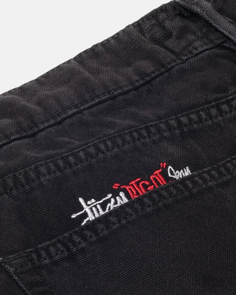 Stussy Big Ol& Jean Washed Canvas - Unisex Pants Zwart | QNLUV83518