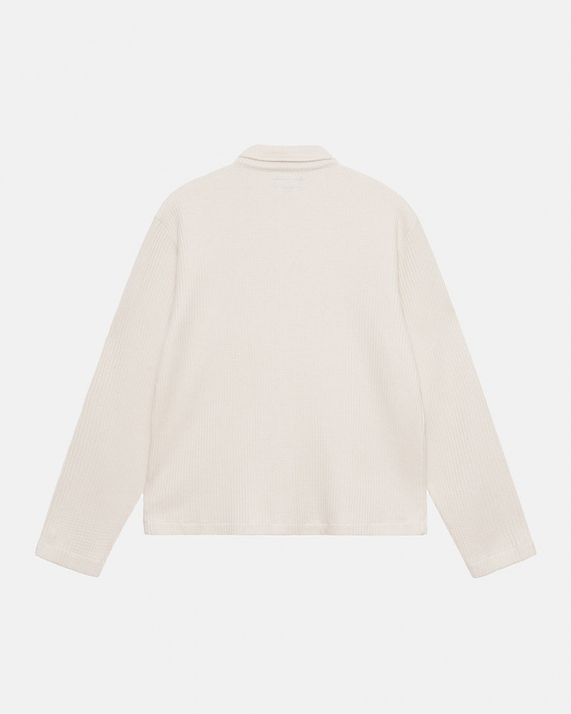 Stussy Big Thermal Zip Shirt - Unisex Tops Shirts Beige | NLNEJ80140