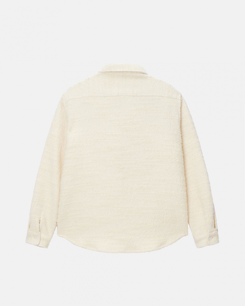 Stussy Boucle Wol Cpo Shirt - Unisex Tops Beige | ZNLNQ12670