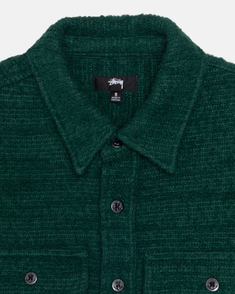 Stussy Boucle Wol Cpo Shirt - Unisex Tops Groen | NLNZX73191