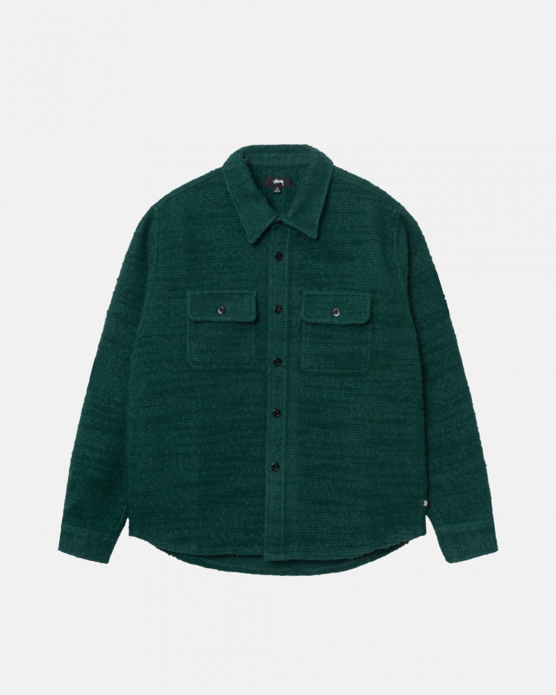 Stussy Boucle Wol Cpo Shirt - Unisex Tops Groen | NLNZX73191