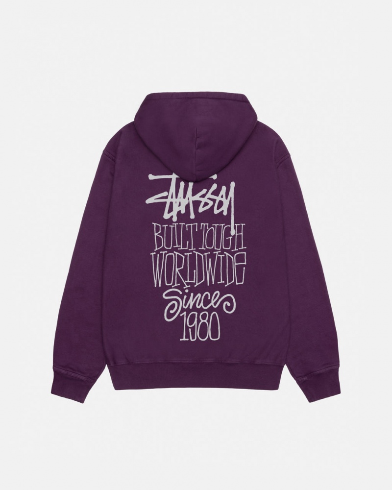 Stussy Built Tough Hoodie Pigment Dyed - Unisex Hoodies Paars | ENLVG94336