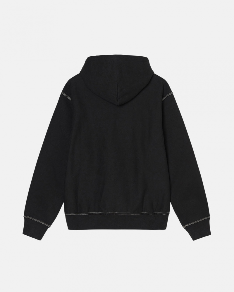 Stussy Contrast Stitch Label Hoodie - Unisex Hoodies Zwart | ZNLMJ53254