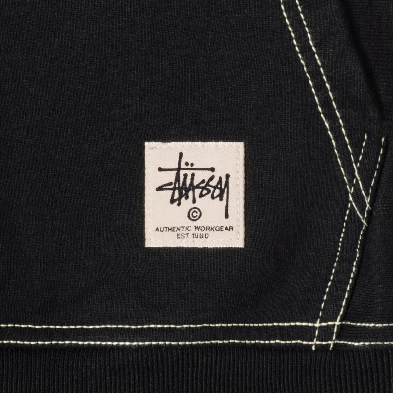 Stussy Contrast Stitch Label Hoodie - Unisex Hoodies Zwart | ZNLMJ53254