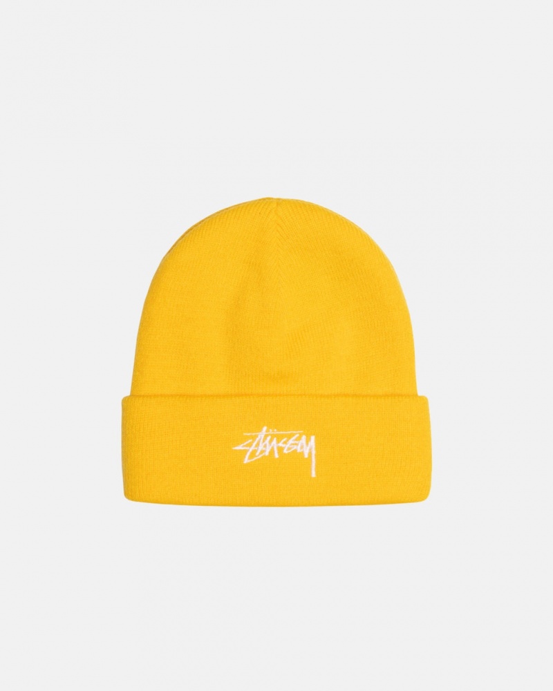 Stussy Cuff Beanie Stock - Unisex Mosterdgeel | YNLVQ79653