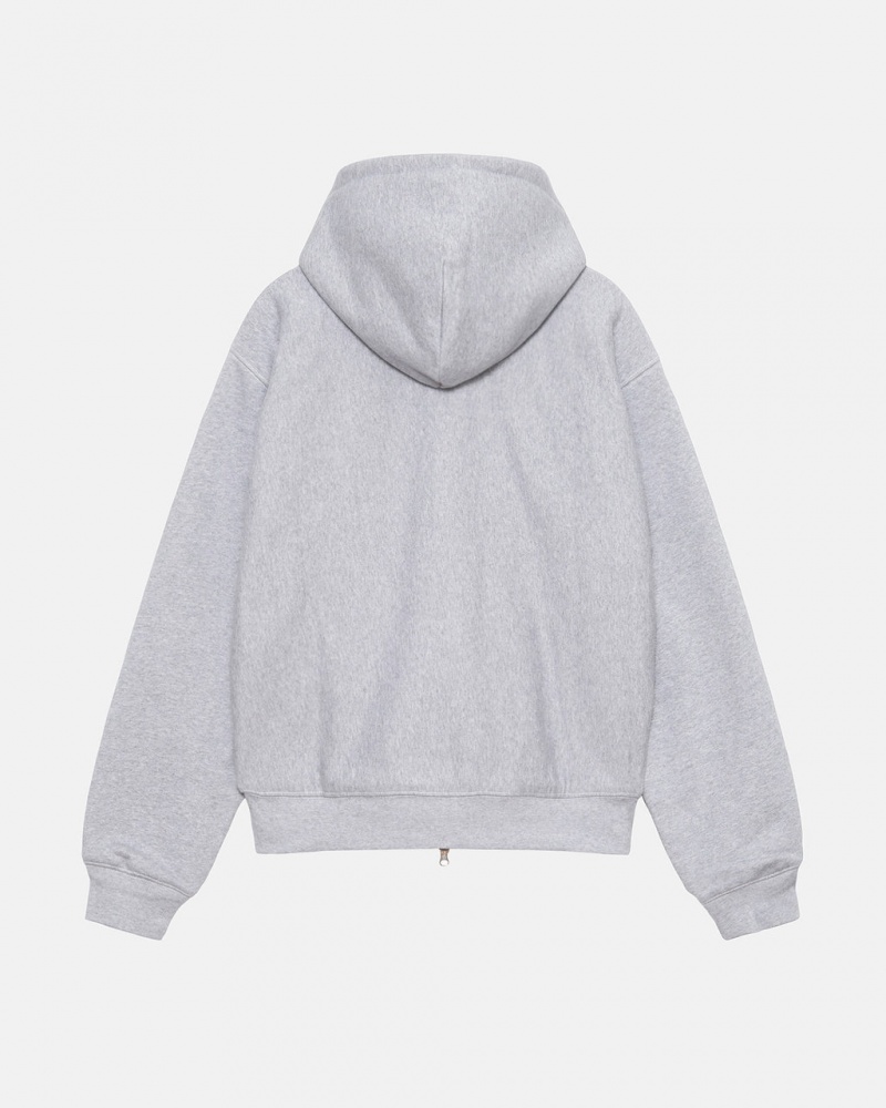 Stussy Double Face Label Zip Hoodie - Unisex Hoodies Grijs | XNLBH37008