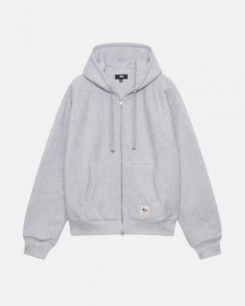 Stussy Double Face Label Zip Hoodie - Unisex Hoodies Grijs | XNLBH37008