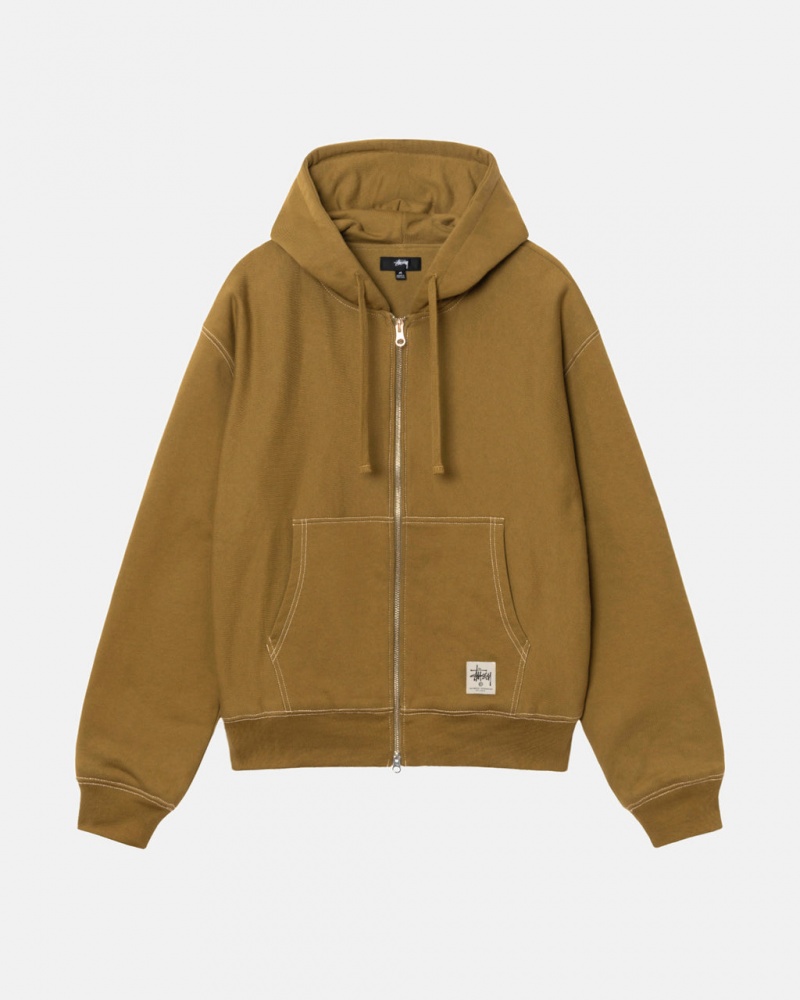 Stussy Double Face Label Zip Hoodie - Unisex Hoodies Olijfgroen | LNLSX78059