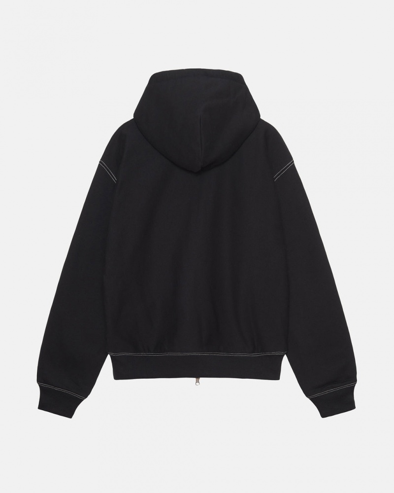 Stussy Double Face Label Zip Hoodie - Unisex Hoodies Zwart | XNLGW50215