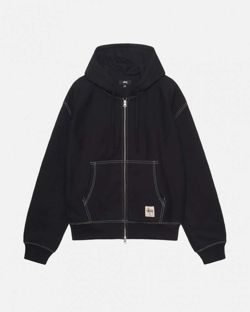 Stussy Double Face Label Zip Hoodie - Unisex Hoodies Zwart | XNLGW50215