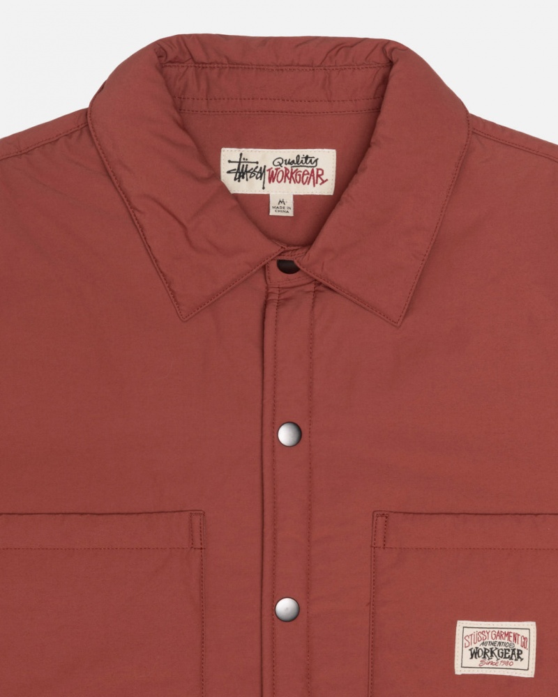 Stussy Gewatteerd Tech Over Shirt - Unisex Tops Shirts Donkerrood | BNLSD59982