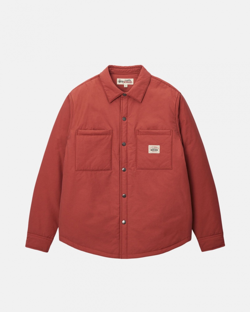 Stussy Gewatteerd Tech Over Shirt - Unisex Tops Shirts Donkerrood | BNLSD59982