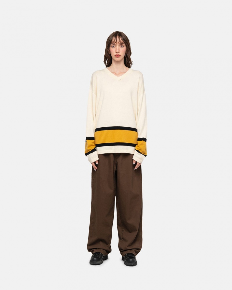 Stussy Hockey Trui - Unisex Sweaters Beige | ZNLNQ19295