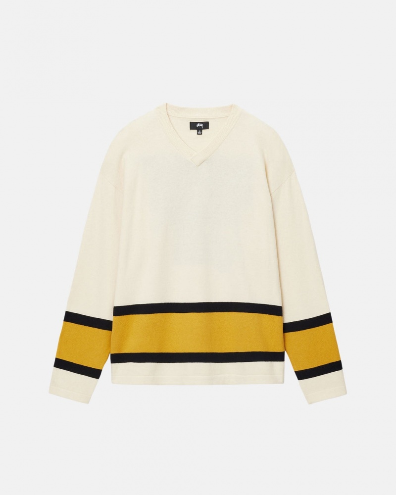 Stussy Hockey Trui - Unisex Sweaters Knits Beige | NLIIZ45720