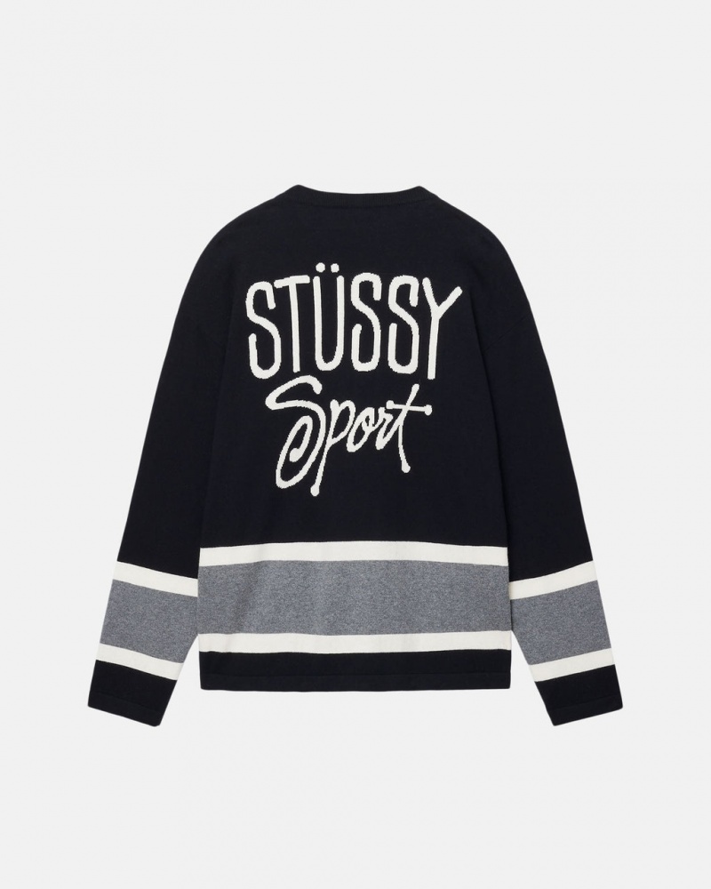 Stussy Hockey Trui - Unisex Sweaters Knits Zwart | NLZPD17292