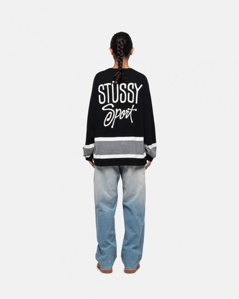 Stussy Hockey Trui - Unisex Sweaters Knits Zwart | NLZPD17292