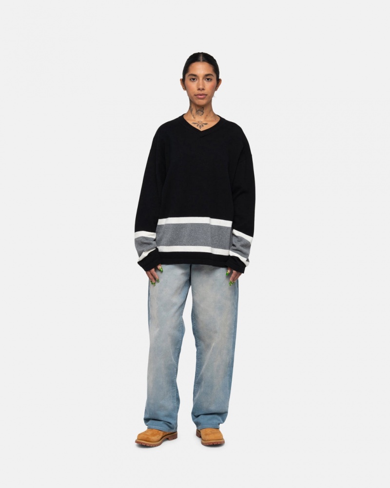 Stussy Hockey Trui - Unisex Sweaters Knits Zwart | NLZPD17292