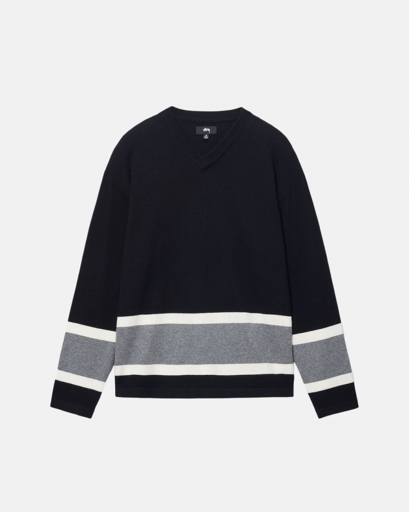 Stussy Hockey Trui - Unisex Sweaters Knits Zwart | NLZPD17292