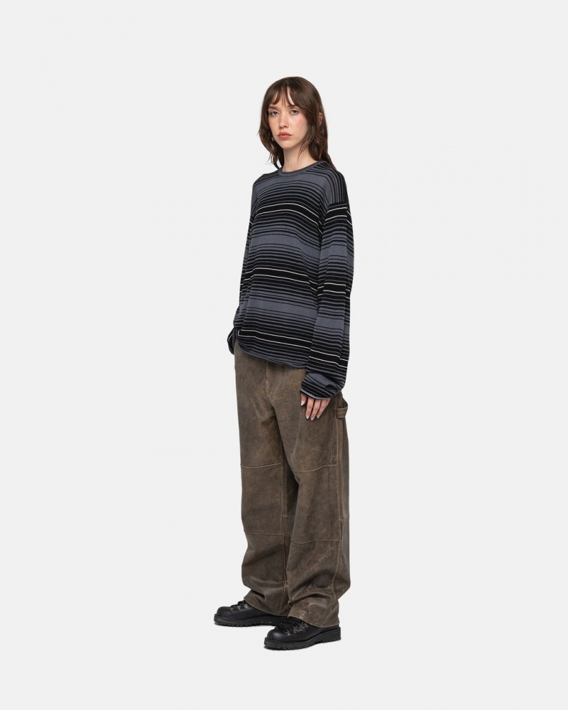 Stussy Horizontal Stripe Trui - Unisex Sweaters Grijs | ANLWC66475