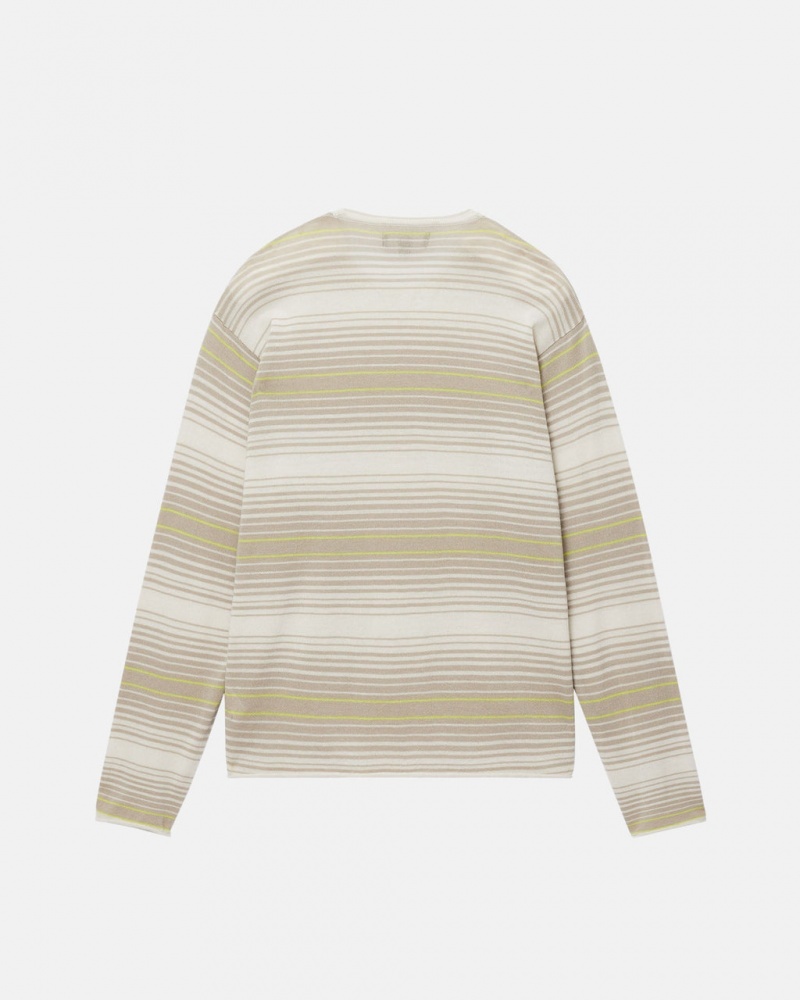 Stussy Horizontal Stripe Trui - Unisex Sweaters Knits Beige | NLICD46530