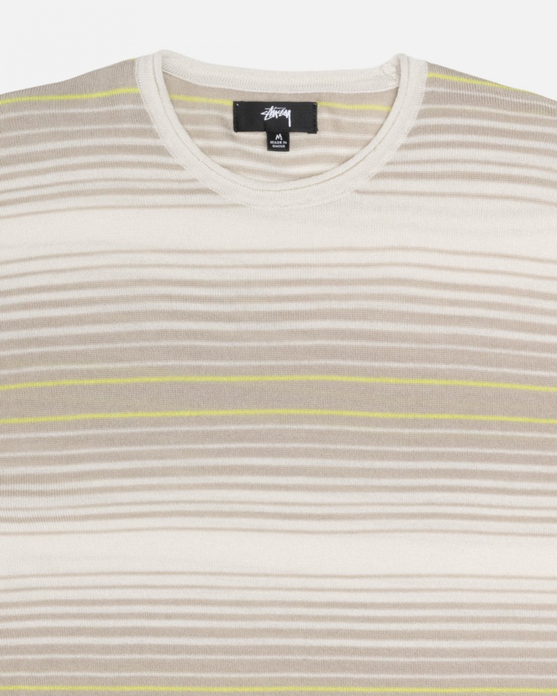 Stussy Horizontal Stripe Trui - Unisex Sweaters Knits Beige | NLICD46530