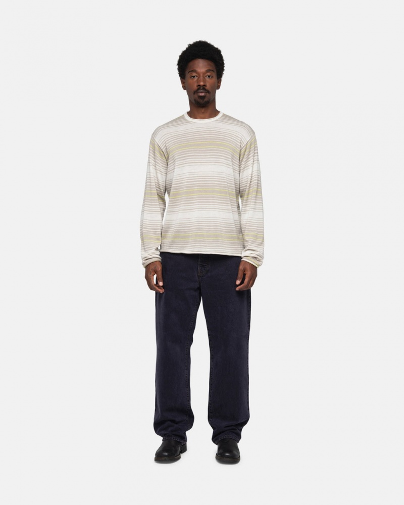 Stussy Horizontal Stripe Trui - Unisex Sweaters Knits Beige | NLICD46530