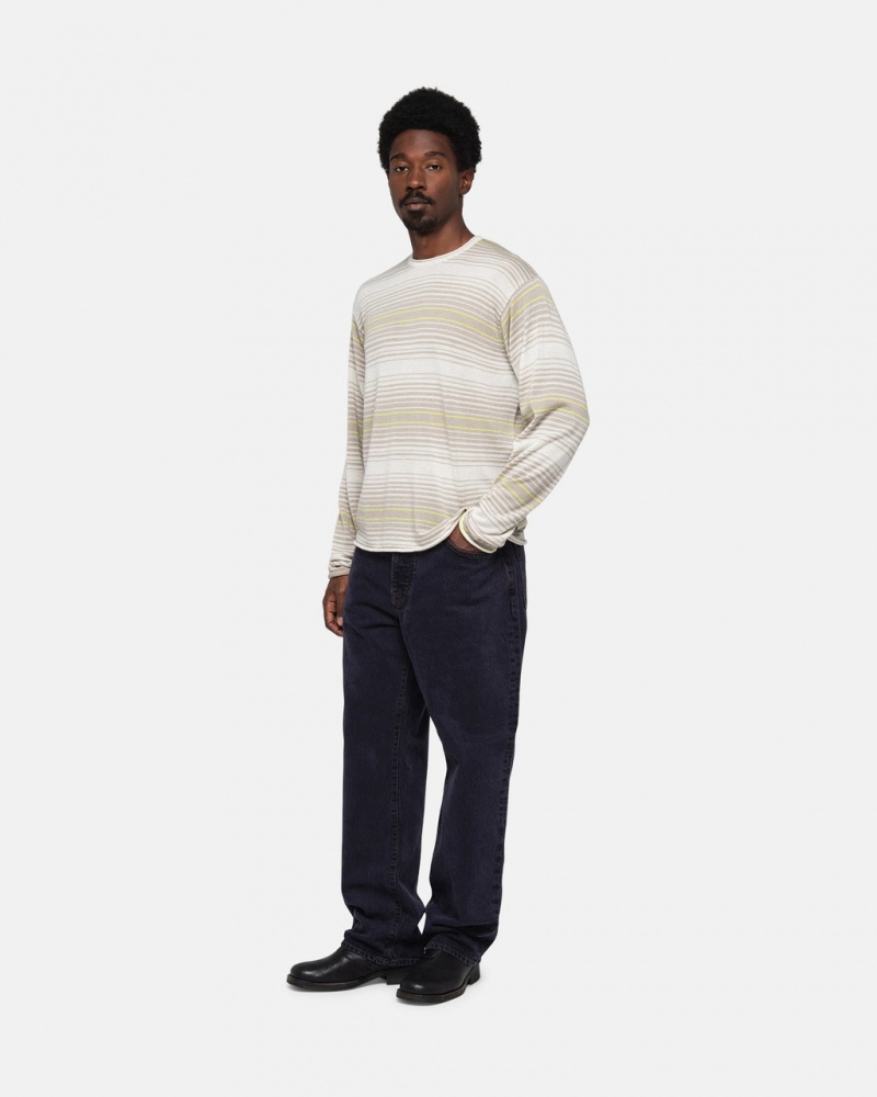 Stussy Horizontal Stripe Trui - Unisex Sweaters Knits Beige | NLICD46530