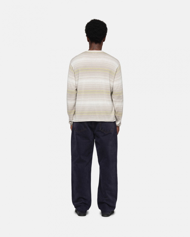 Stussy Horizontal Stripe Trui - Unisex Sweaters Knits Beige | NLICD46530