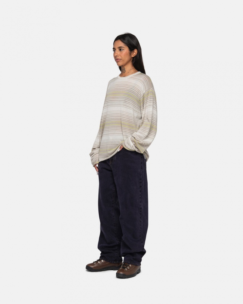 Stussy Horizontal Stripe Trui - Unisex Sweaters Knits Beige | NLICD46530