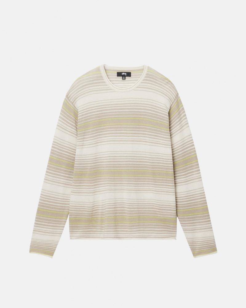 Stussy Horizontal Stripe Trui - Unisex Sweaters Knits Beige | NLICD46530