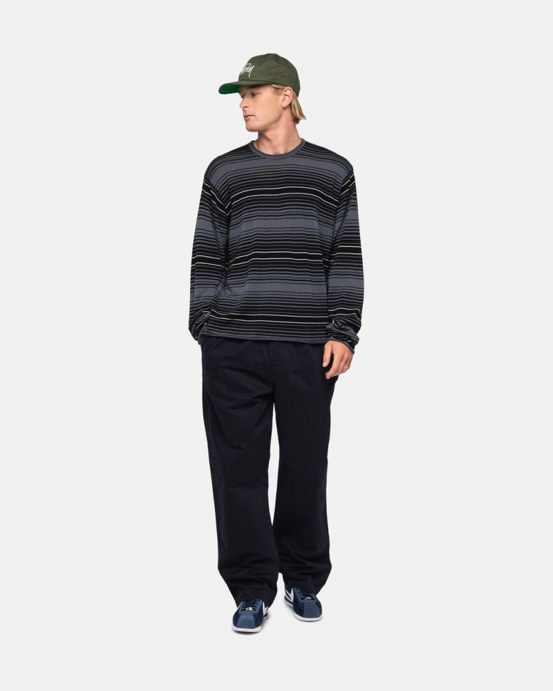 Stussy Horizontal Stripe Trui - Unisex Sweaters Knits Grijs | DNLKV37338