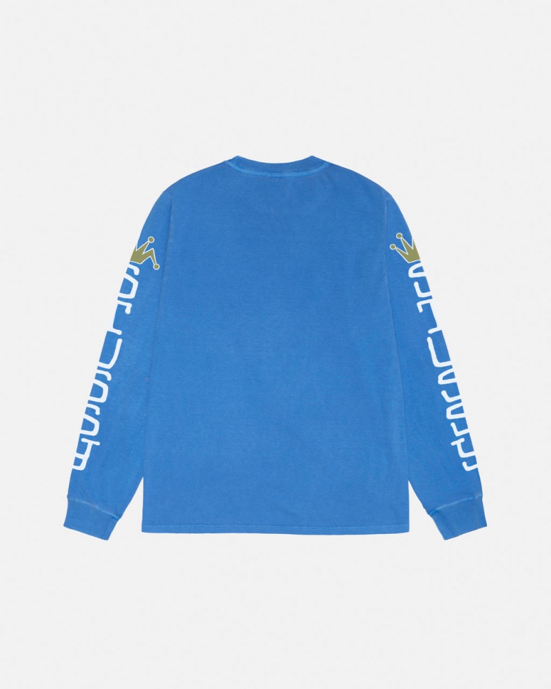 Stussy Jumbo LS Tee Pigment Dyed - Unisex Longsleeve Blauw | TNLWZ95940