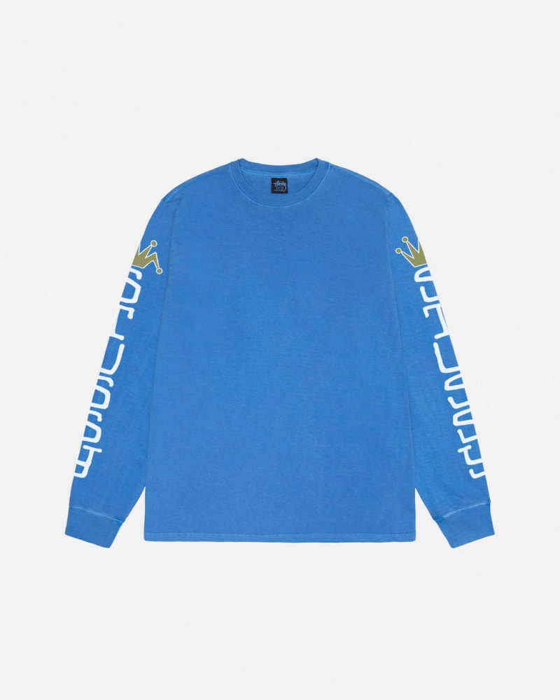 Stussy Jumbo LS Tee Pigment Dyed - Unisex Longsleeve Blauw | TNLWZ95940