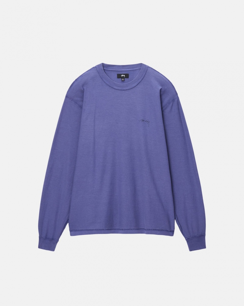 Stussy Lazy LS Tee - Unisex Longsleeve Diepblauw | NLIIZ81043