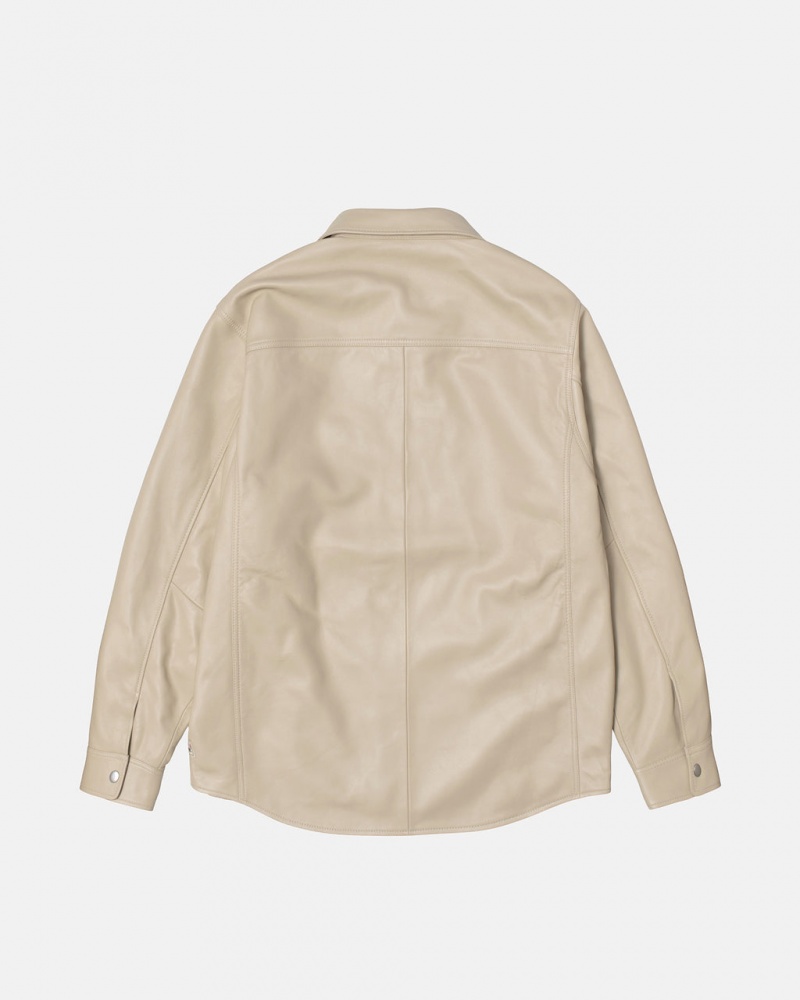 Stussy Leren Overshirt - Unisex Tops Beige | NLJKU88816