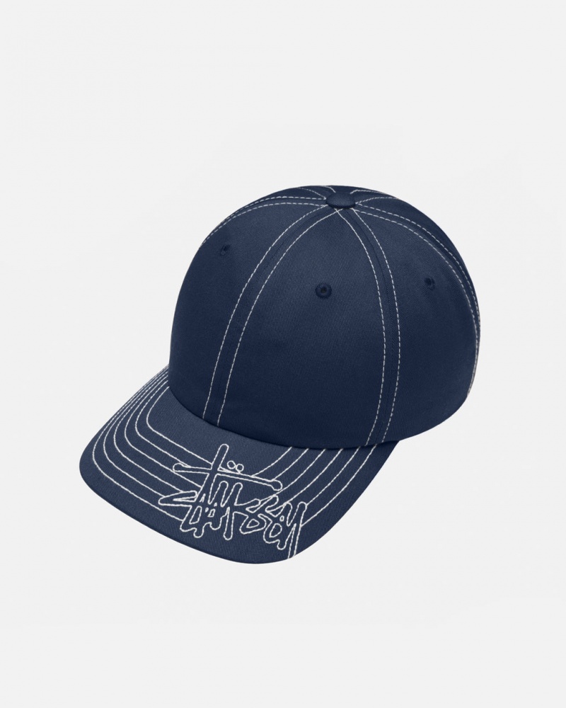 Stussy Low Pro Basic Stitch Strapback - Unisex Donkerblauw | QNLUV41331