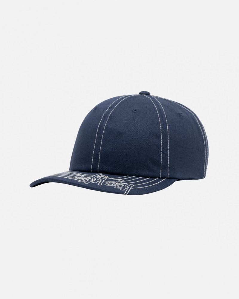 Stussy Low Pro Basic Stitch Strapback - Unisex Donkerblauw | QNLUV41331