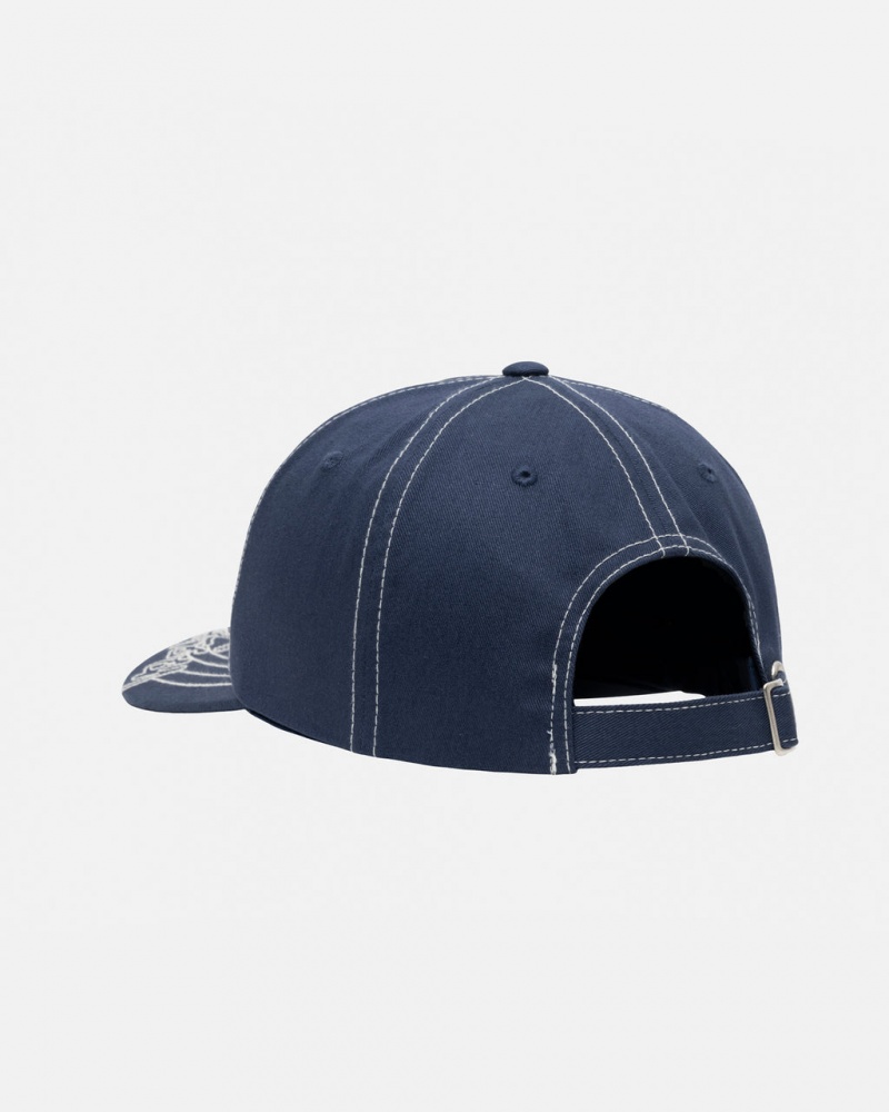 Stussy Low Pro Basic Stitch Strapback - Unisex Donkerblauw | QNLUV41331